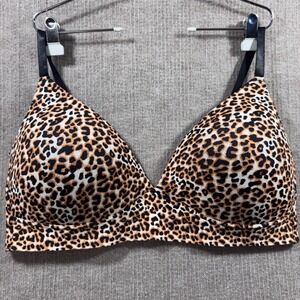 Ashley Stewart 46DD Leopard Print Plunge Bra Lingerie
